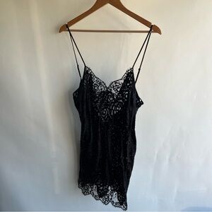 Lise Charmel Nightgown Neglige Slip Gown Sz XL Black Semi-sheer New With Flaws